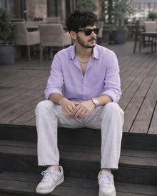 Purple Linen Blend Shirt