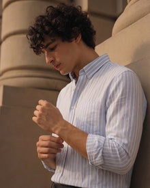 Sky Blue Stripe Linen Shirt