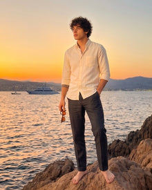 Light Yellow Strip Giza Blend Shirt