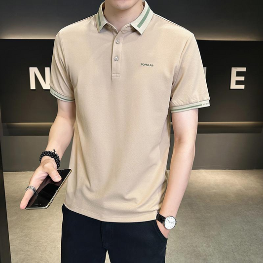 Men's Polo T-Shirt with Stylish Contrast Collar