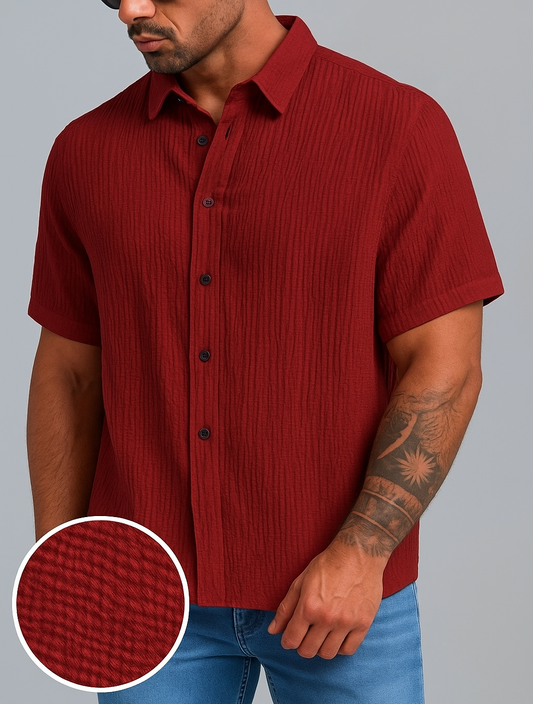 Slim-fit Striped Half-sleeved Shirt