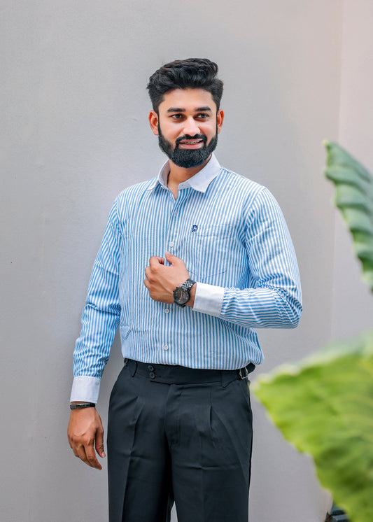 Water-Resistant Blue Strip Cotten Shirt