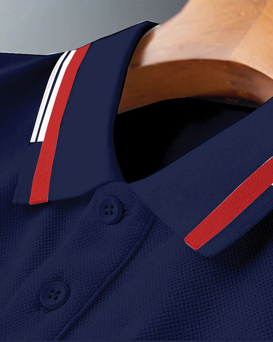 Modern Fit Polo with Retro Red & Navy Ribs T Shirt