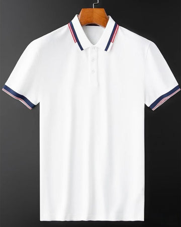 Modern Fit Polo with Retro Red & Navy Ribs