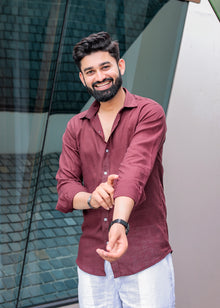 Burgundy Linen Shirt