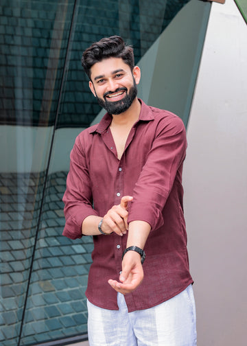 Burgundy Linen Shirt