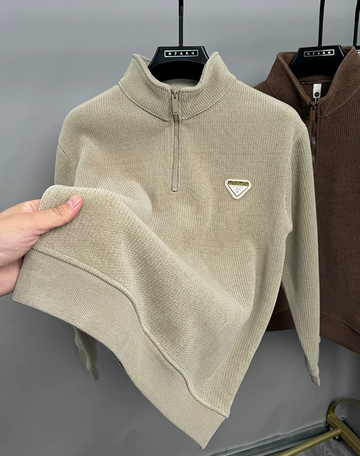 Men’s Imported Ribbed Half-Zip Winter Pullover