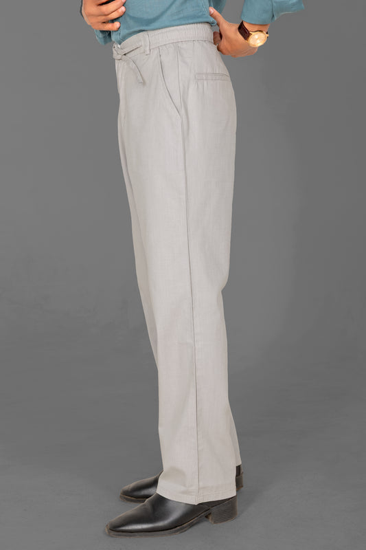 Linen Wide-Leg Trousers — Light Grey