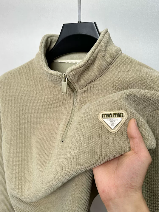 Men’s Imported Ribbed Half-Zip Winter Pullover