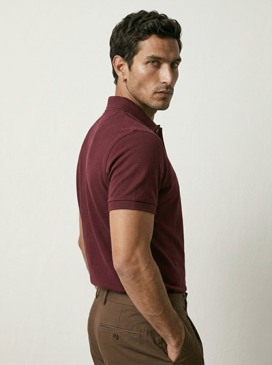 DEEP MAROON PIQUÉ POLO SHIRT