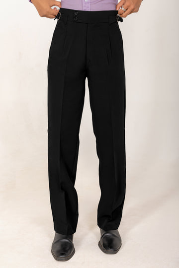 Italian Fit Buckle Formal Black Trouser