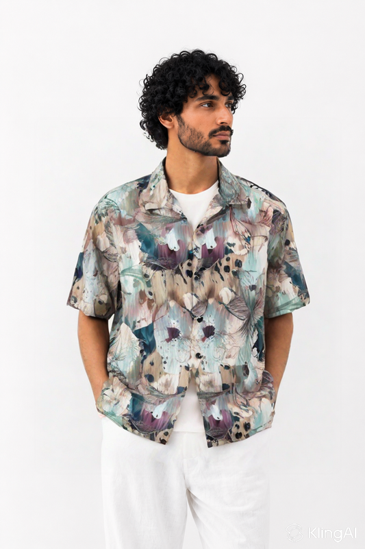 Abstract Watercolor Print Shirt