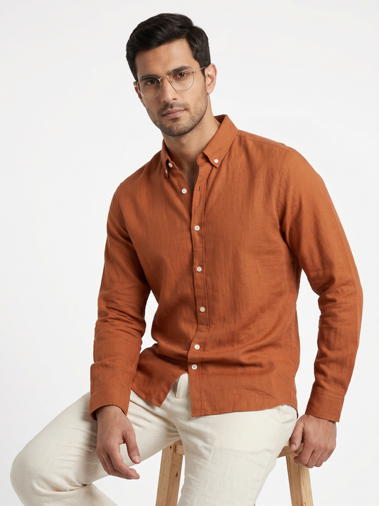 Burnt Orange Linen Shirt