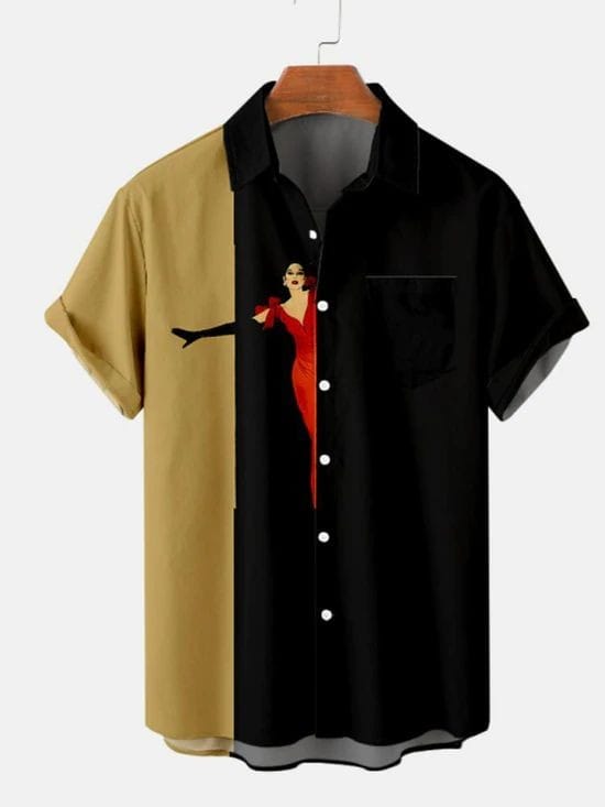 Vintage Glamour Split Color Shirt