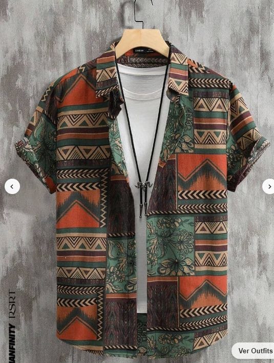 Bohemian Geometric Patterned Shirt