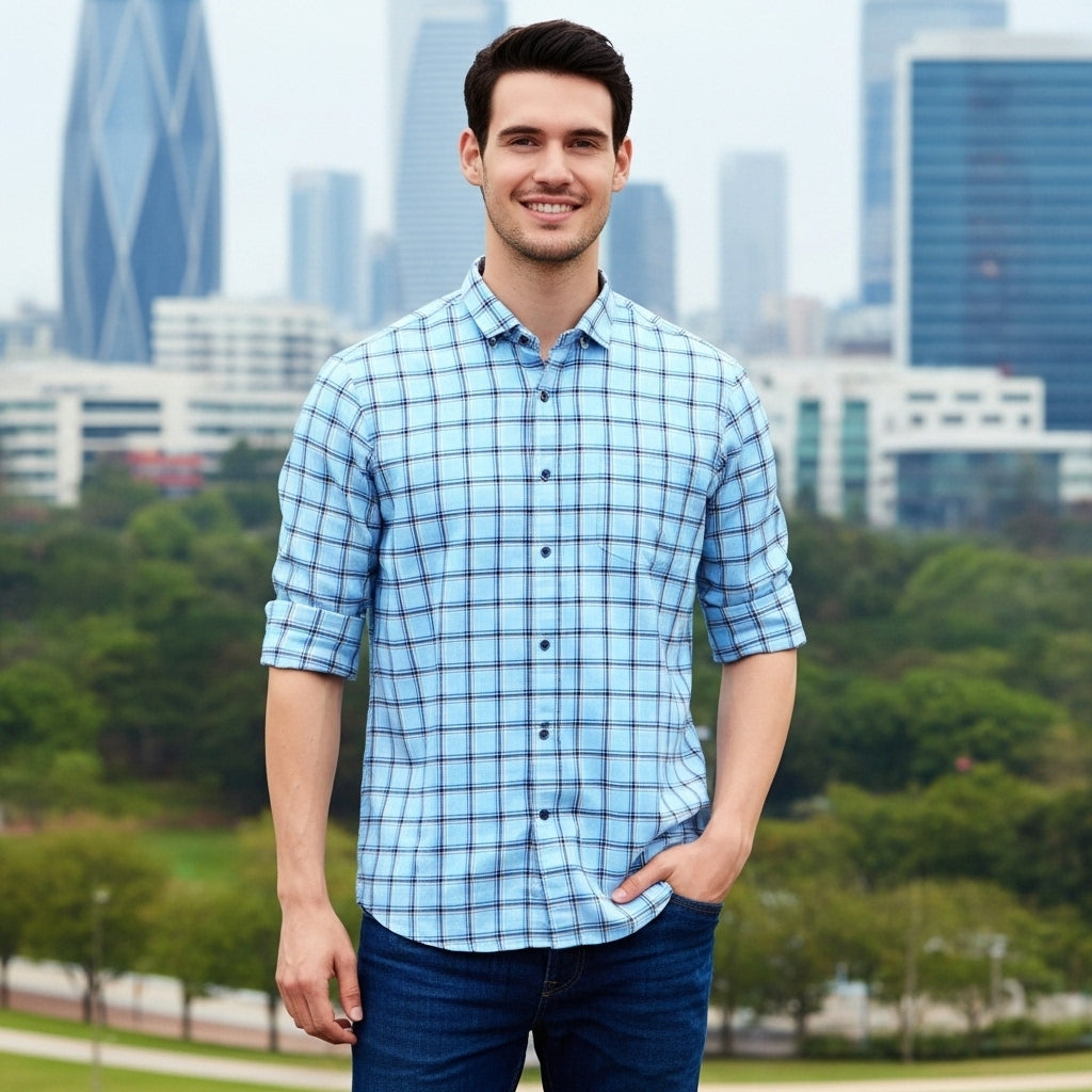 Premium Classic Checked Cotton Shirt (Buy 1 Get 1 Free)
