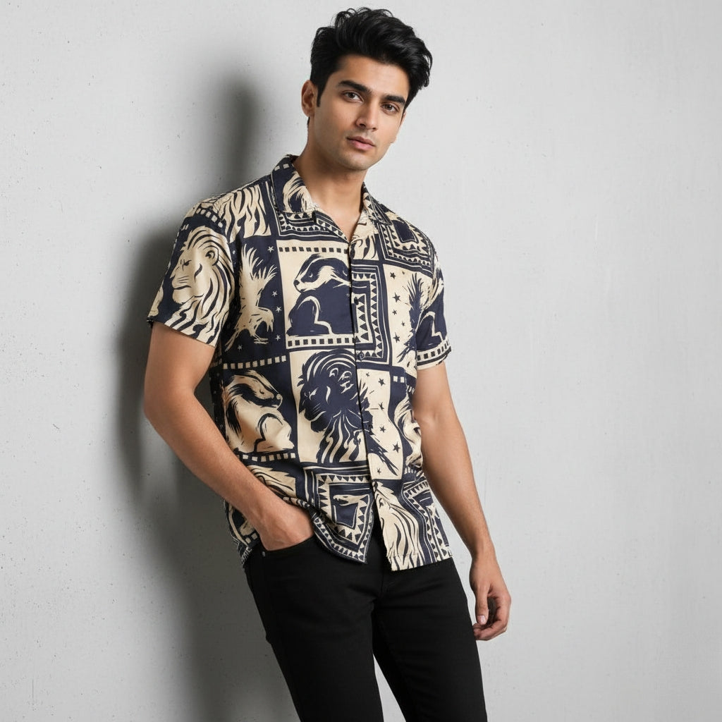 Singham Printed Shirt – Desert Tan Elegance