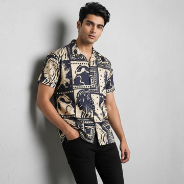 Singham Printed Shirt – Desert Tan Elegance