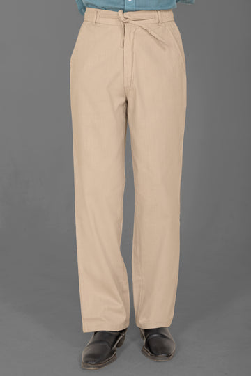 Linen Wide-Leg Trousers — Beige