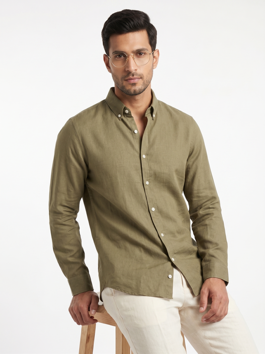 Olive Linen Shirt