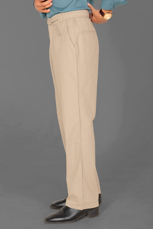 Linen Wide-Leg Trousers — Beige