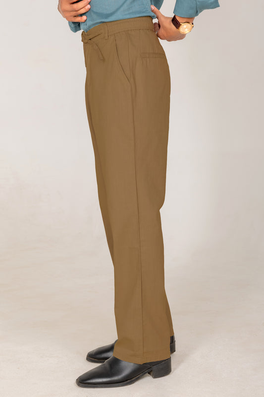 Linen Wide-Leg Trousers — Camel Brown