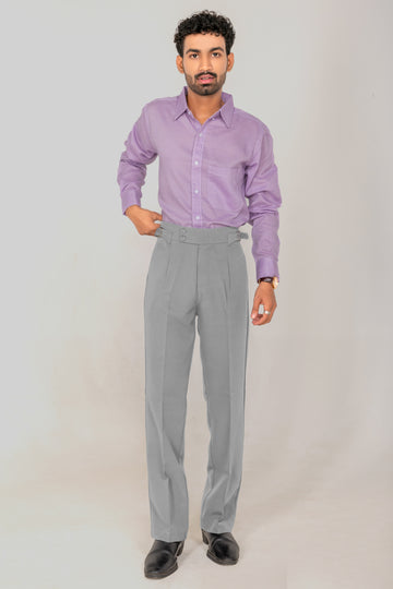 italian fit buckle formal Grey trouser