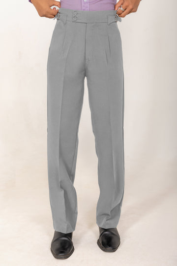italian fit buckle formal Grey trouser