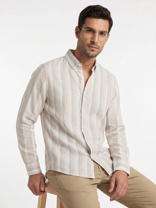Neutral Stripe Linen Shirt