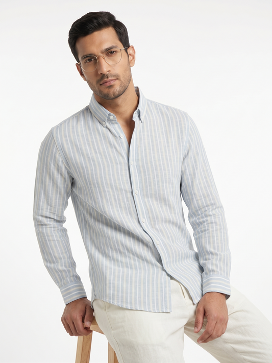 Sky Blue Stripe Linen Shirt