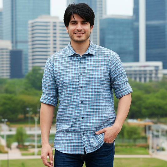Premium Classic Checked Cotton Shirt (Buy 1 Get 1 Free)