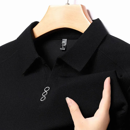 Ribbed Luxe Knit Polo Men's T-Shirt