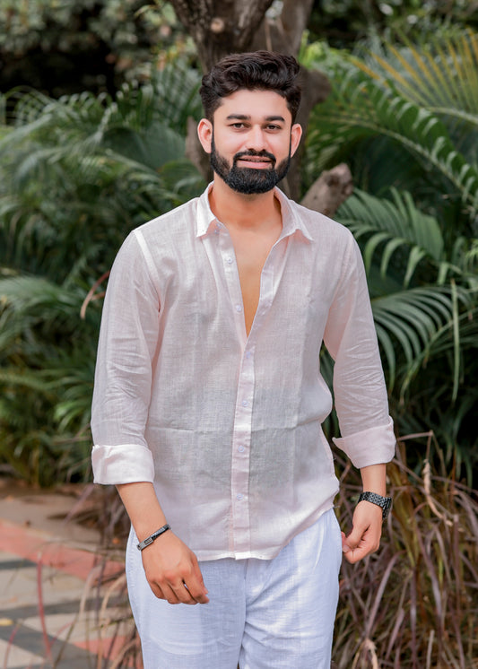 Light Pink Linen Blend Shirt