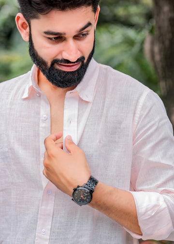 Light Pink Linen Blend Shirt