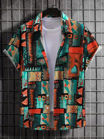 Geometric Figure Camp Shirt