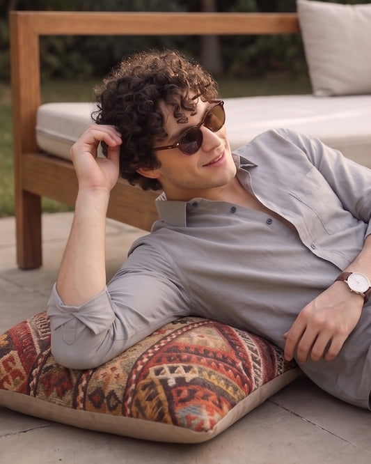 Ash Grey Slim Fit Shirt – Solid Cotton Stylish Shirt