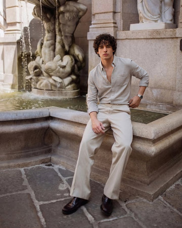 Beige Linen Blend Shirt