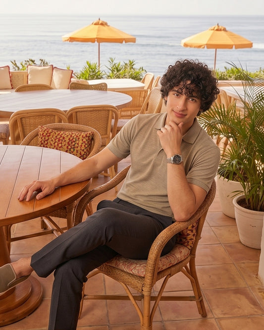 BEIGE MELANGE POLO T-SHIRT