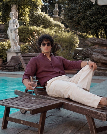 Burgundy Linen Shirt