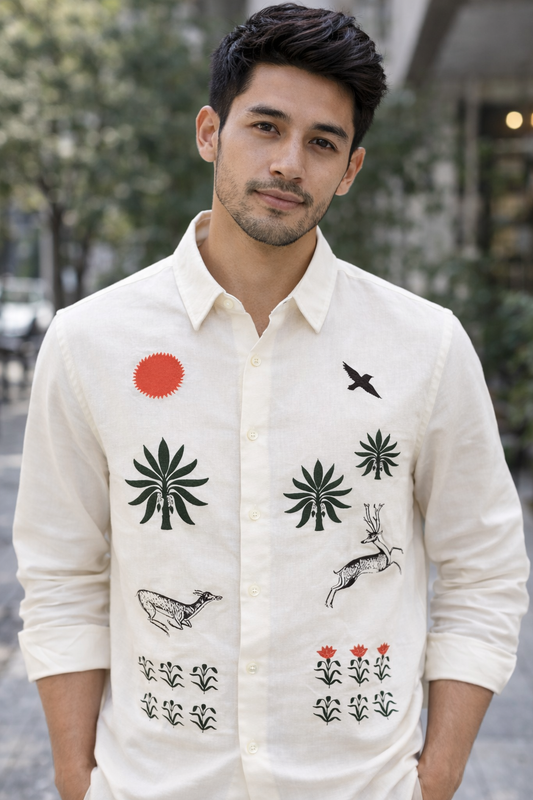 Unique Nature Inspired Embroidery Shirt