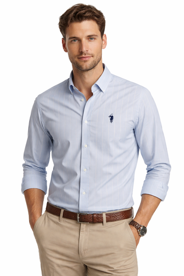 Sky Blue Striped Premium Shirt