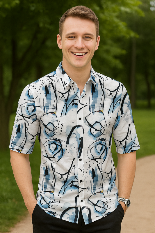 Urban Vibe Abstract Print Art Half-Sleeve Shirt