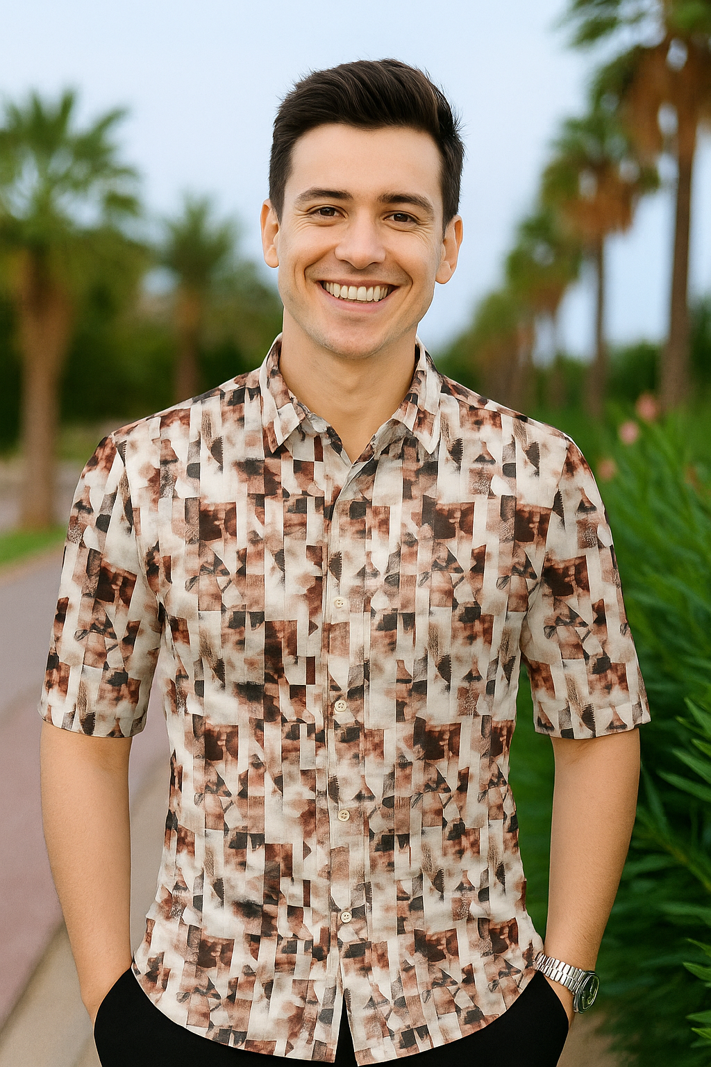 Modern Artistry Abstract Printed Half-Sleeve Shirt