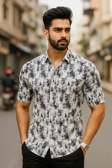 Modern Artistry Abstract Printed Half-Sleeve Shirt