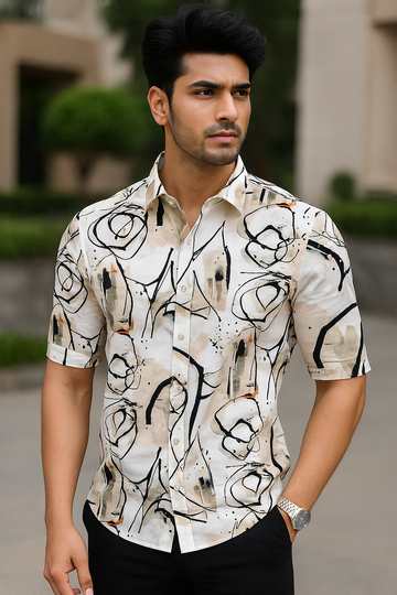 Urban Vibe Abstract Print Art Half-Sleeve Shirt