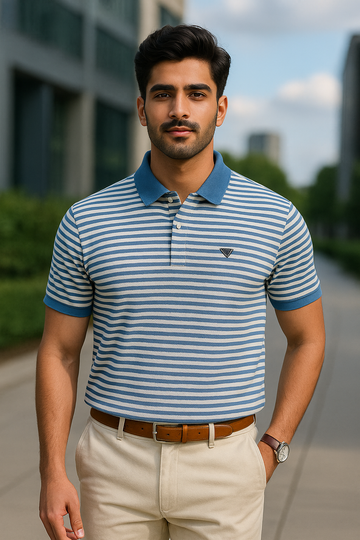 Stratos Crest Linear Men's Polo T-Shirt