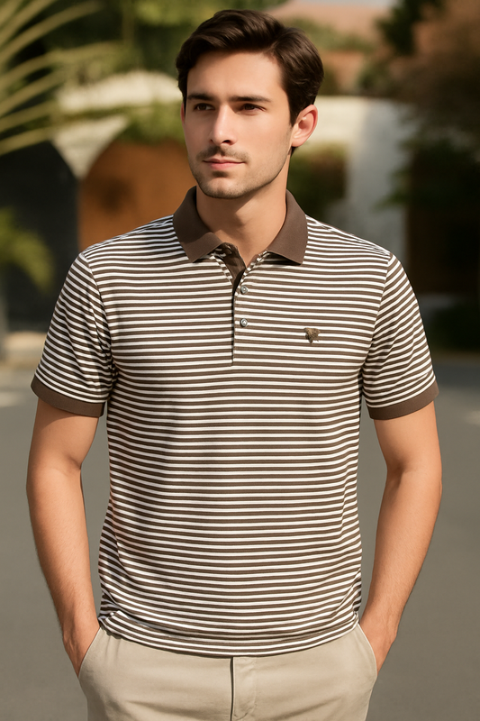 Stratos Crest Linear Men's Polo T-Shirt