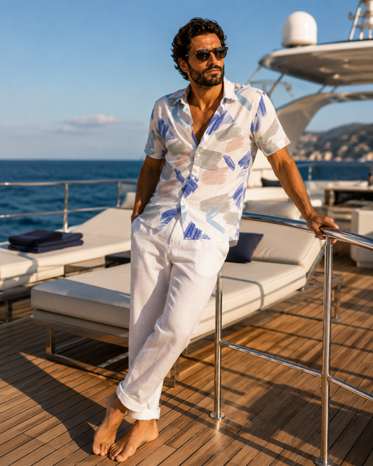 Abstract Brushstroke Shirt (Blue Tones)