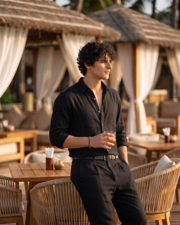 Deep Black Solid Shirt – Casual Regular Fit Premium Shirt