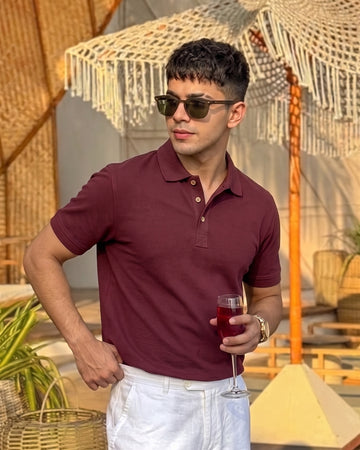 DEEP MAROON PIQUÉ SOLID POLO SHIRT